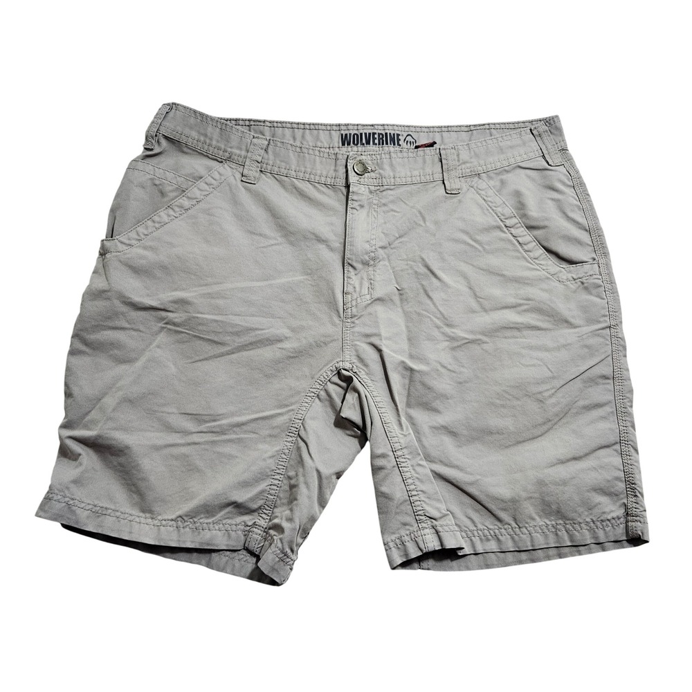 Wolverine Mens Gray Canvas Utility Work Shorts Size 40 Tool Pocket Cotton Blend